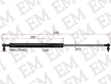 EM E-ST-53440-39075-M упор капота для Toyota Crown 1991-1995 черный