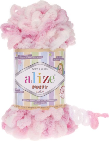 Моток Alize Puffy Color 5863 - Розово-белый 9 м 100 г