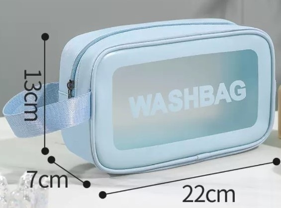 Washbag косметичка искусственная кожа голубой 13X22 см