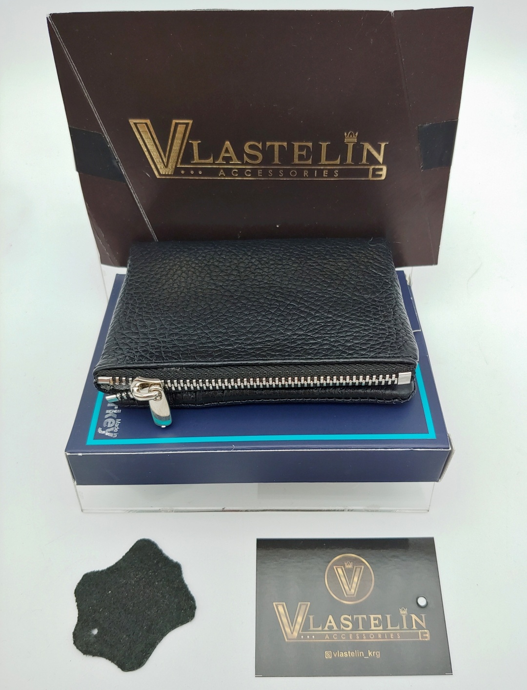 Кошелек Vlastelin металл, натуральная кожа черный