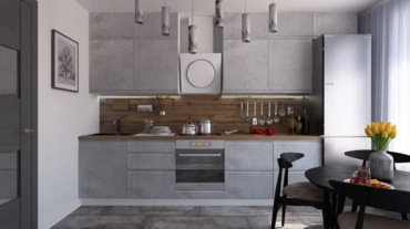 Кухонный гарнитур Attribute Бронкс №1, 360x250х60 см, ЛДСП, серый