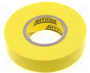 Изолента Anticor ПВХ цвет желтый, 20 м х 19 мм, 1 шт.