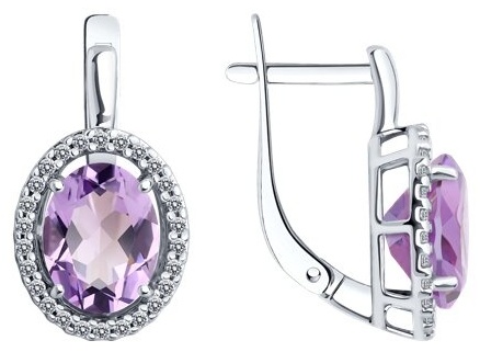 Серьги Diamant 94-320-01999-2 вес 3.45 г серебро, аметист
