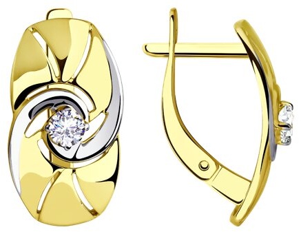 Серьги Diamant EAR-DI-585-740287 вес 2.86 г золото, фианит