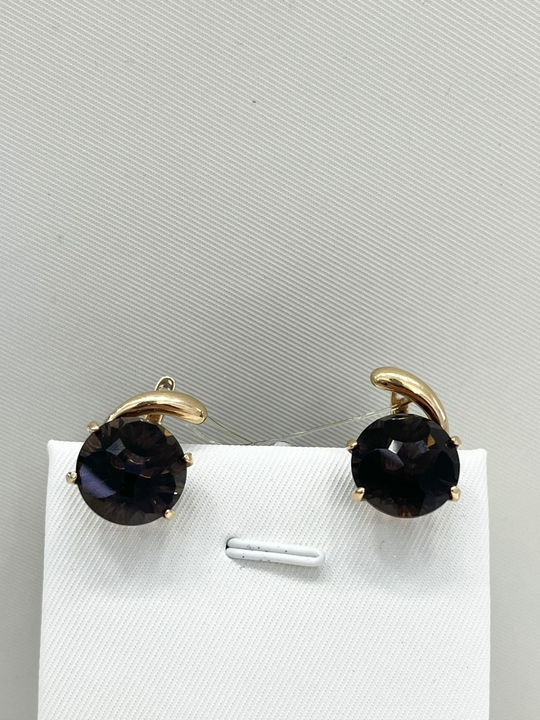 Серьги ALMAZ 013320 вес 9.4 г золото, раухтопаз
