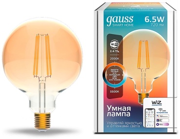 Gauss 6.5W E27, светодиодная, теплый белый