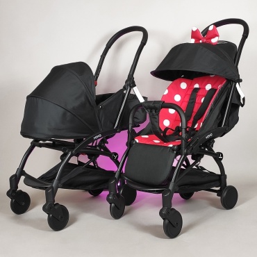 Коляска универсальная 2 в 1 YOYA 175 newborn, черный, красный