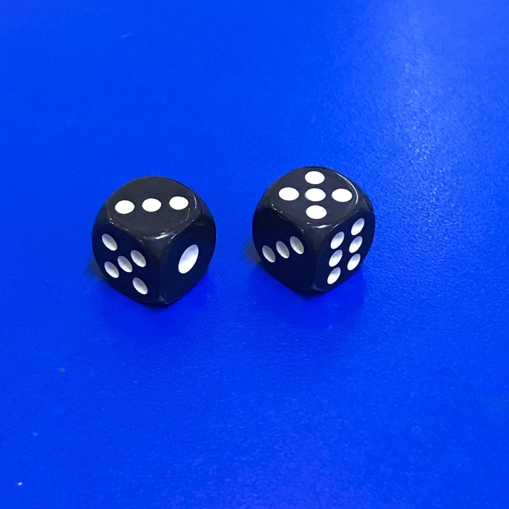 Игральный кубик классический 2 шт, черный