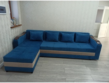 Диван угловой Mebel02 Kz 0987654321, 280х90 см, обивка ткань, синий