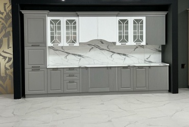 Кухонный гарнитур JMD Malena, 420x240х60 см, ЛДСП, белый, серый