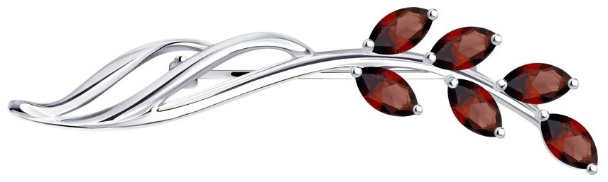 Брошь SOKOLOV 92040045 вес 2.87 г серебро, гранат