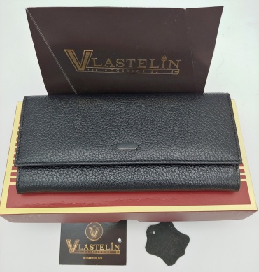 Кошелек Vlastelin металл, натуральная кожа черный, красный