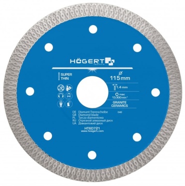 Диск отрезной алмазный 115x22.2х1.2 мм, Hoegert HT6D721