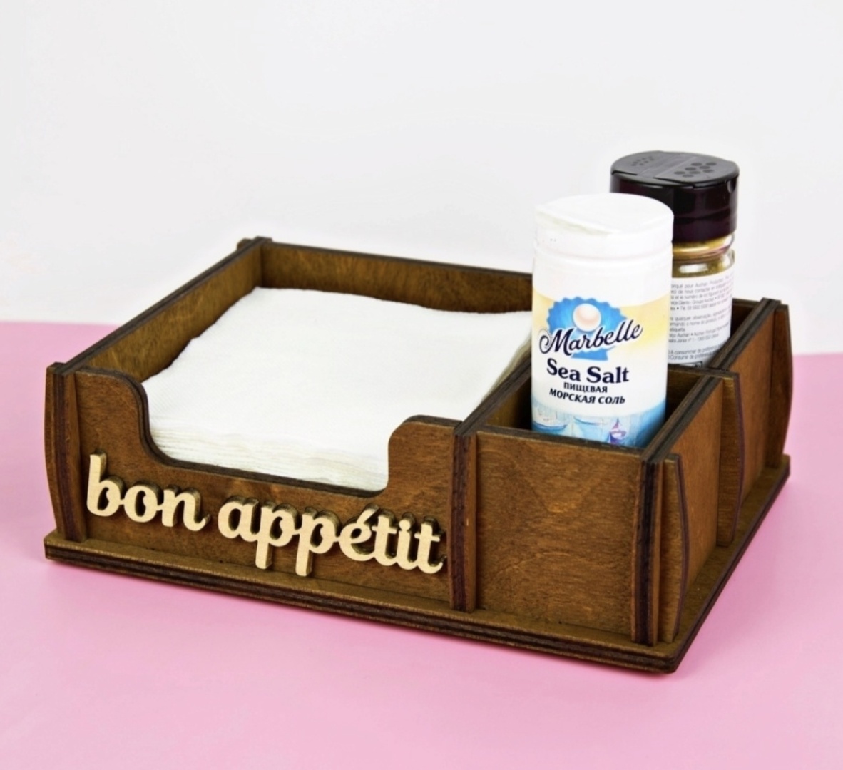 Салфетница Bon appetit на 3 отсека, дерево