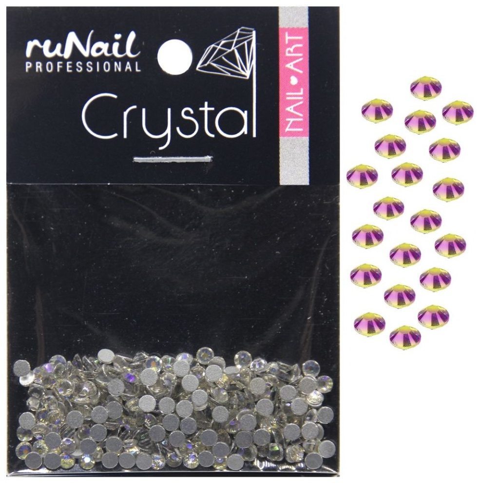 RuNail Professional стразы голографический, золотисто-фиолетовый 2 мм 1 шт