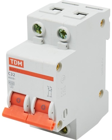 TDM ELECTRIC автоматический выключатель ВА47-63 2Р 32А 4,5кА х-ка С 32 A