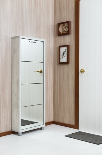 Тумба для обуви АЙРОН 55x19x141 см, ЛДСП, зеркало