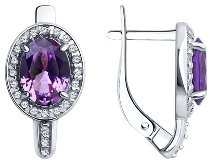 Серьги SOKOLOV 92022751 вес 2.89 г серебро, аметист, фианит