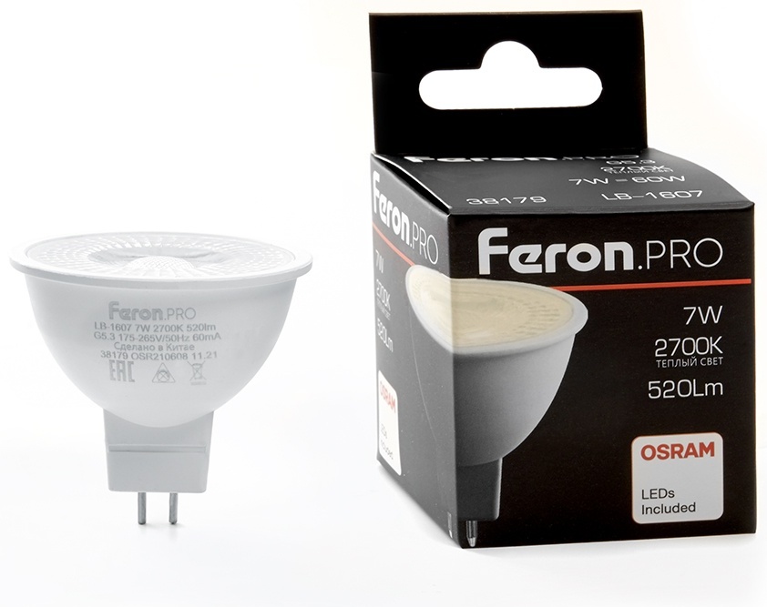 Feron 7W G5.3, светодиодная, теплый белый