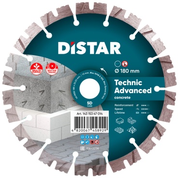 Диск отрезной алмазный 180x22.23х2.6 мм, Distar Technic Advanced 180x22,23