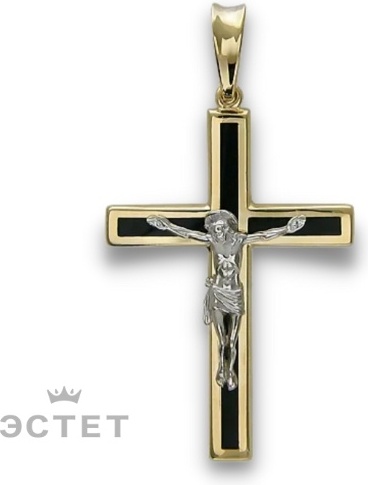 Крестик ЭСТЕТ 01р460872ж-1 вес 3.89 г золото, оникс