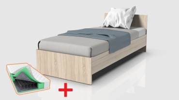 Кровать Кресло.kz Eco K Classic односпальная, 90x200 см (с матрасом, без подъёмного механизма) светло-коричневый
