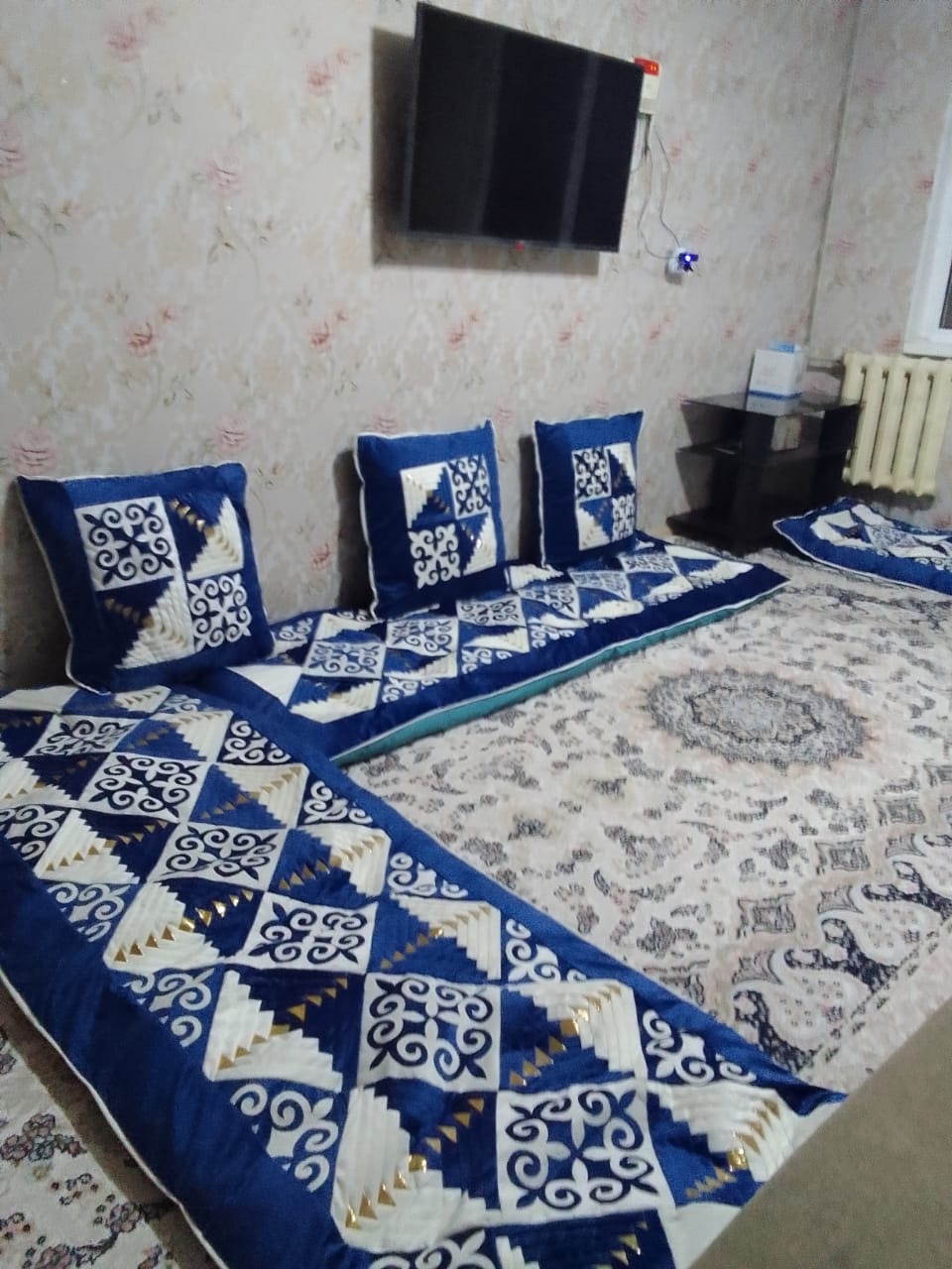 Ак Макта Кыз Жасауы комплект корпе с подушками 230x80 см, вата, синий