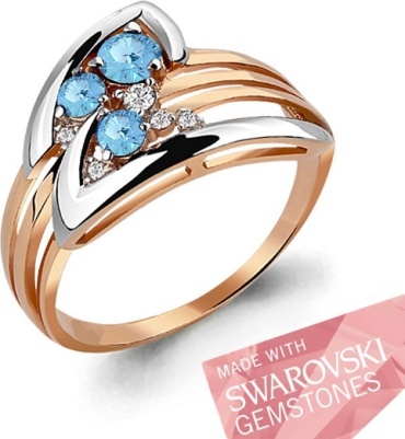AQUAMARINE 6484024А.6 размер 17 вес 3.01 г серебро, фианит Swarovski, топаз