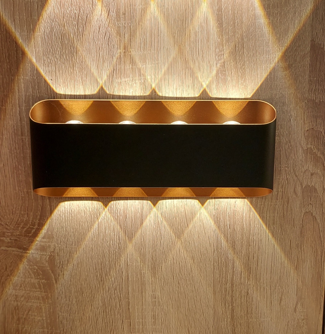 Бра настенный Venza LED, черный, золотистый