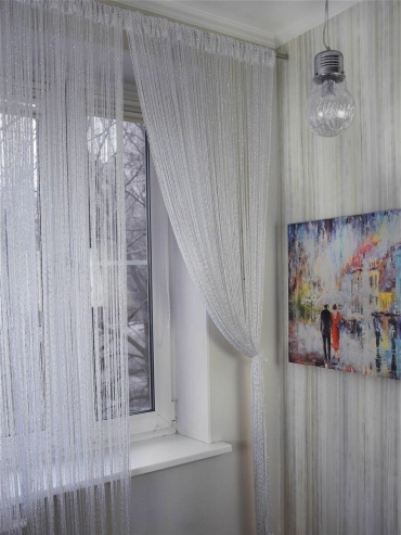 Веревочные шторы YITIAN 300x295 см 1 шт, полиэстер, белый