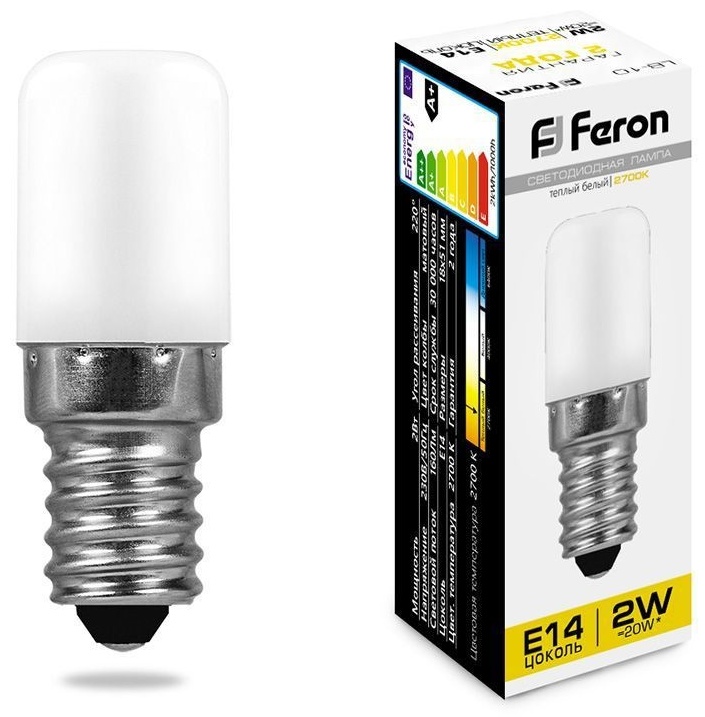 Feron 2W Е14, светодиодная, теплый белый