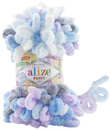Моток Alize Puffy Color 6524 сине-серый-сиреневый 9 м 100 г