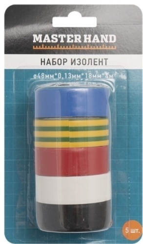 Изолента Master Hand ПВХ цвет мультиколор, 18 м х 18 мм, 5 шт.