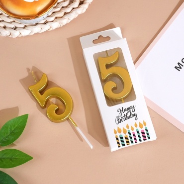 Свеча Happy birthday цифра 5, 1 шт 5 см