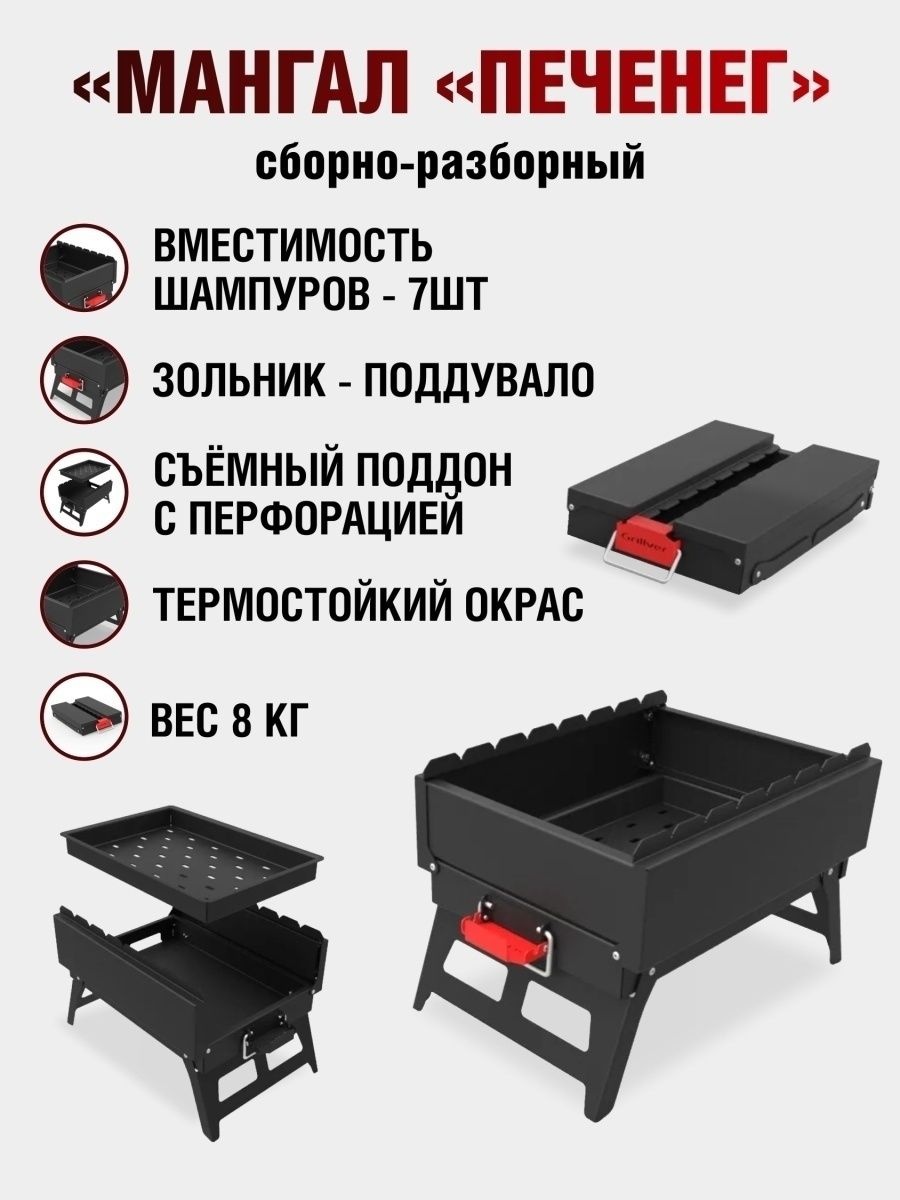 Мангал разборный 43.5x29x9 см, сталь