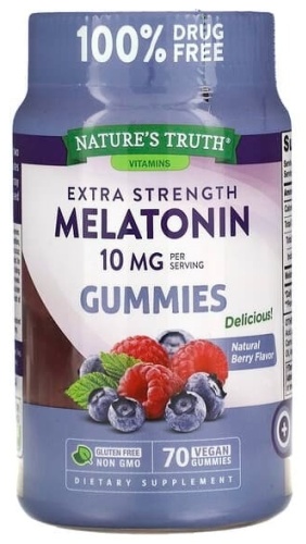 Natures Truth мелатонин, повышенная сила действия, со вкусом натуральных ягод, 5 мг пастилки 70 шт