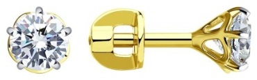 Пусеты SOKOLOV EAR-SO-585-195634 вес 1.58 г золото, фианит