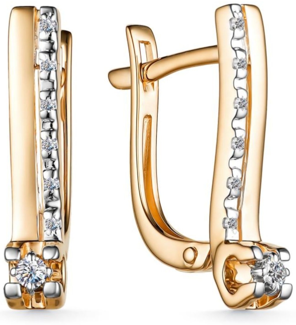 Серьги АЛЬКОР 25340-100 вес 3.41 г золото, бриллиант