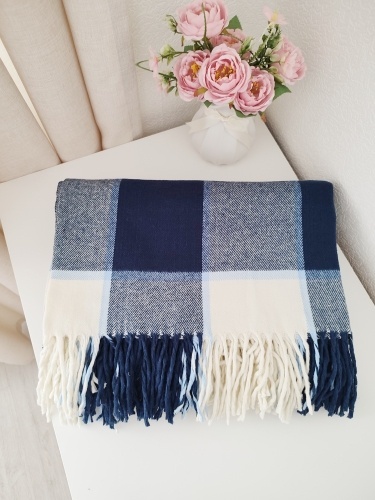 Плед Blanket 160х220 см, кашемир, голубой, синий