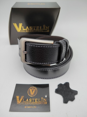 Ремень Vlastelin металл, натуральная кожа 105 см черный