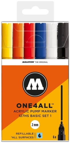 Набор акриловых маркеров Molotow ONE4ALL 127HS Basic-Set 1 6 шт 2 мм