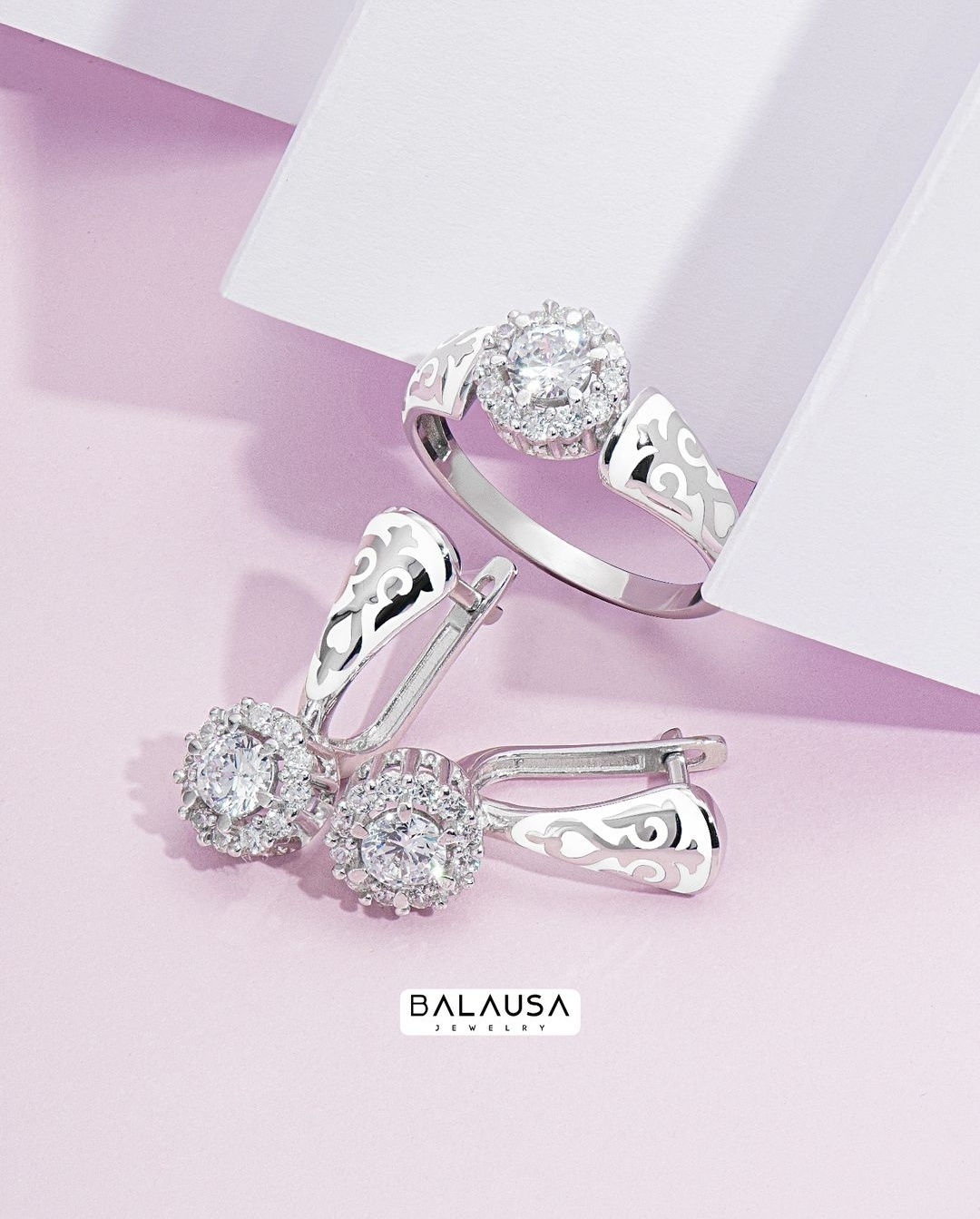 Balausa Jewelry E225(1) вес 7 г серебро, фианит, эмаль