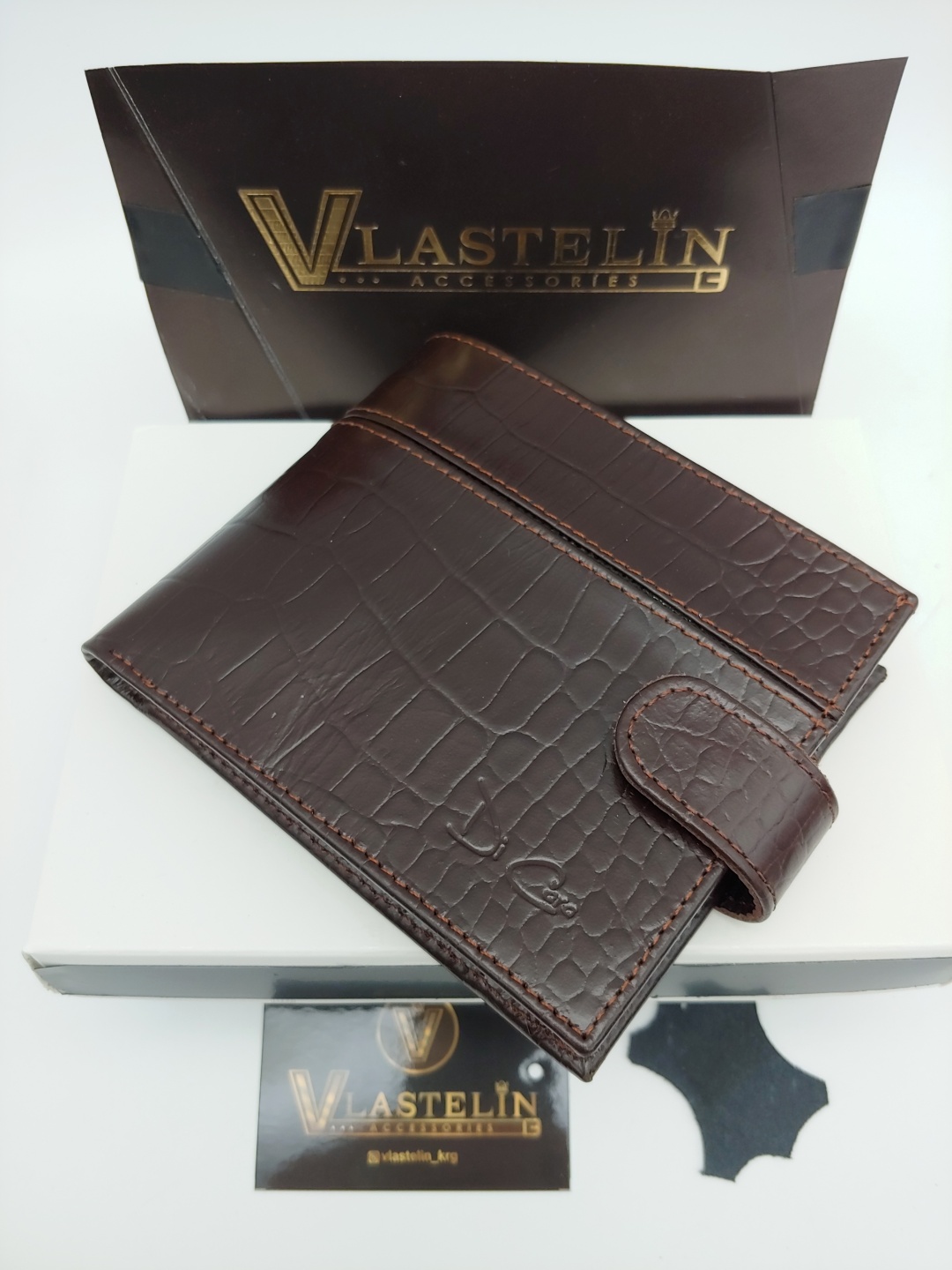 Портмоне Vlastelin металл, натуральная кожа коричневый
