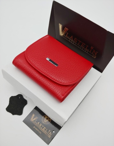 Кошелек Vlastelin металл, натуральная кожа красный