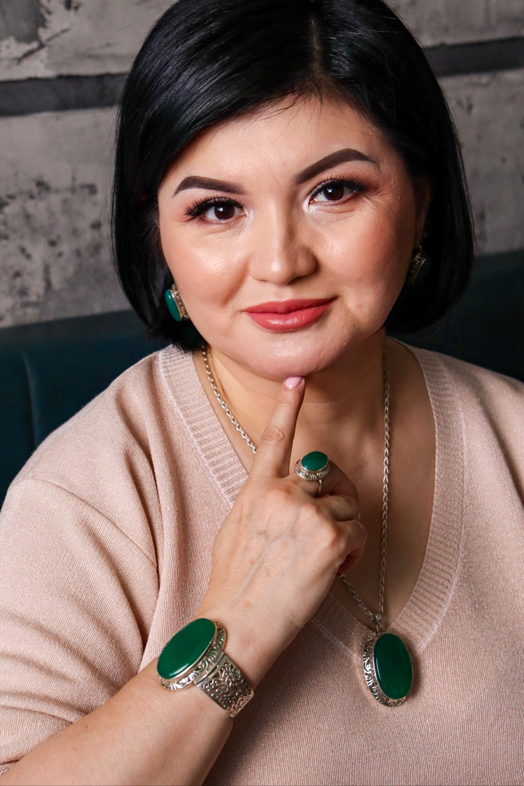 Hanshaiym Jewels Набор из серебра вес 89 г серебро, нефрит