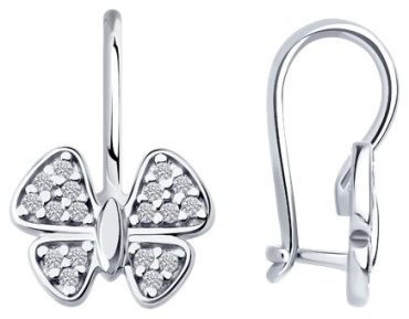 Серьги Diamant 94-120-02184-1 вес 1.73 г серебро, фианит
