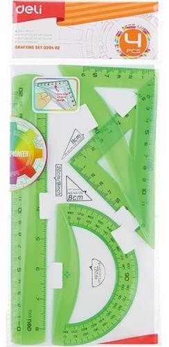 Набор линеек DELI G00402, 20 см, 4 шт, пластик, мультиколор
