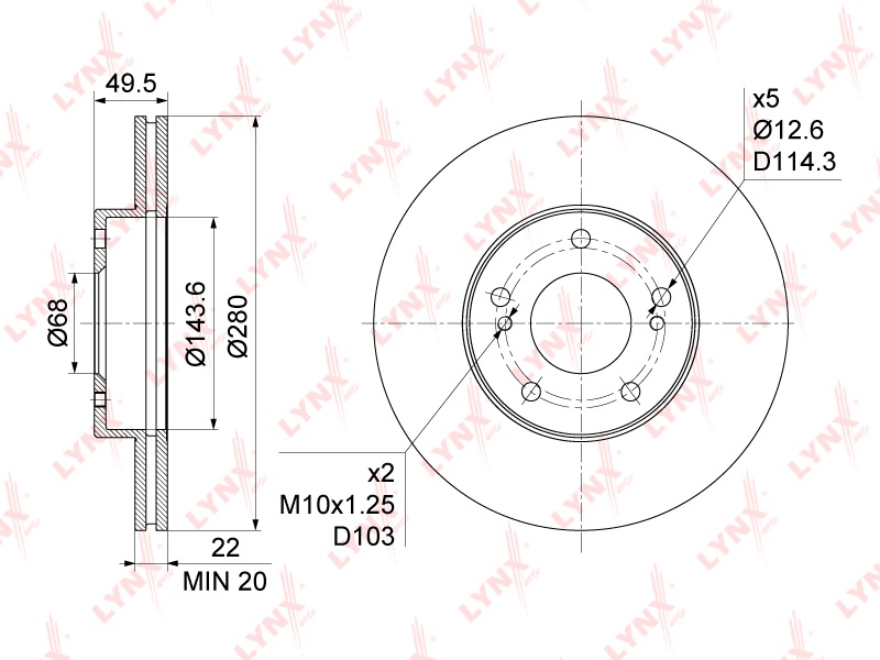 Диски LYNXauto передние BN1106