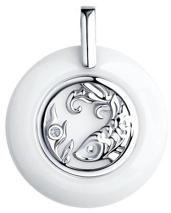 Подвеска Diamant 94-130-00581-1 вес 1.35 г серебро, керамика