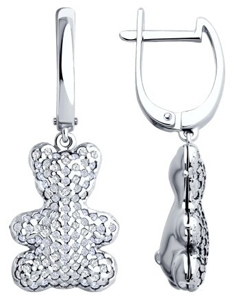 Серьги SOKOLOV 94026685 вес 6.59 г серебро, фианит